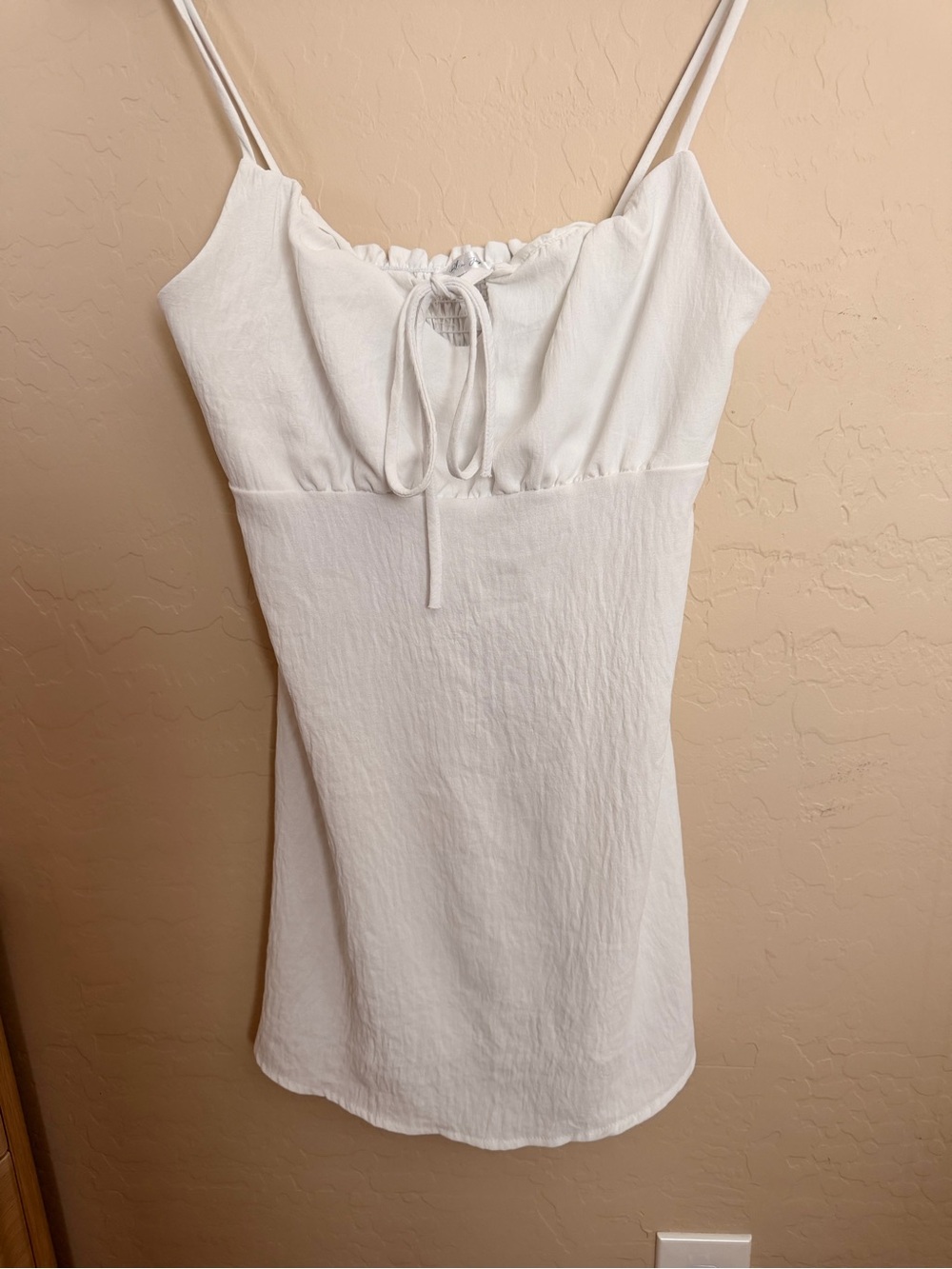 Blue Jay White Mini Dress with Tie Front